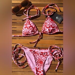 XS NWT Red & Pink Valentine Escape to Paradise Swim Bikini